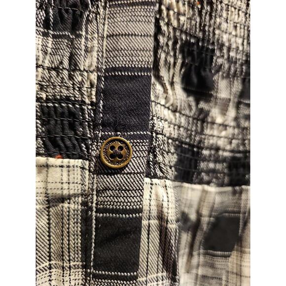 Knox Rose Button Front Shirt Dress Womens Medium Black Plaid Long Sleeve Smocked - Picture 5 of 7